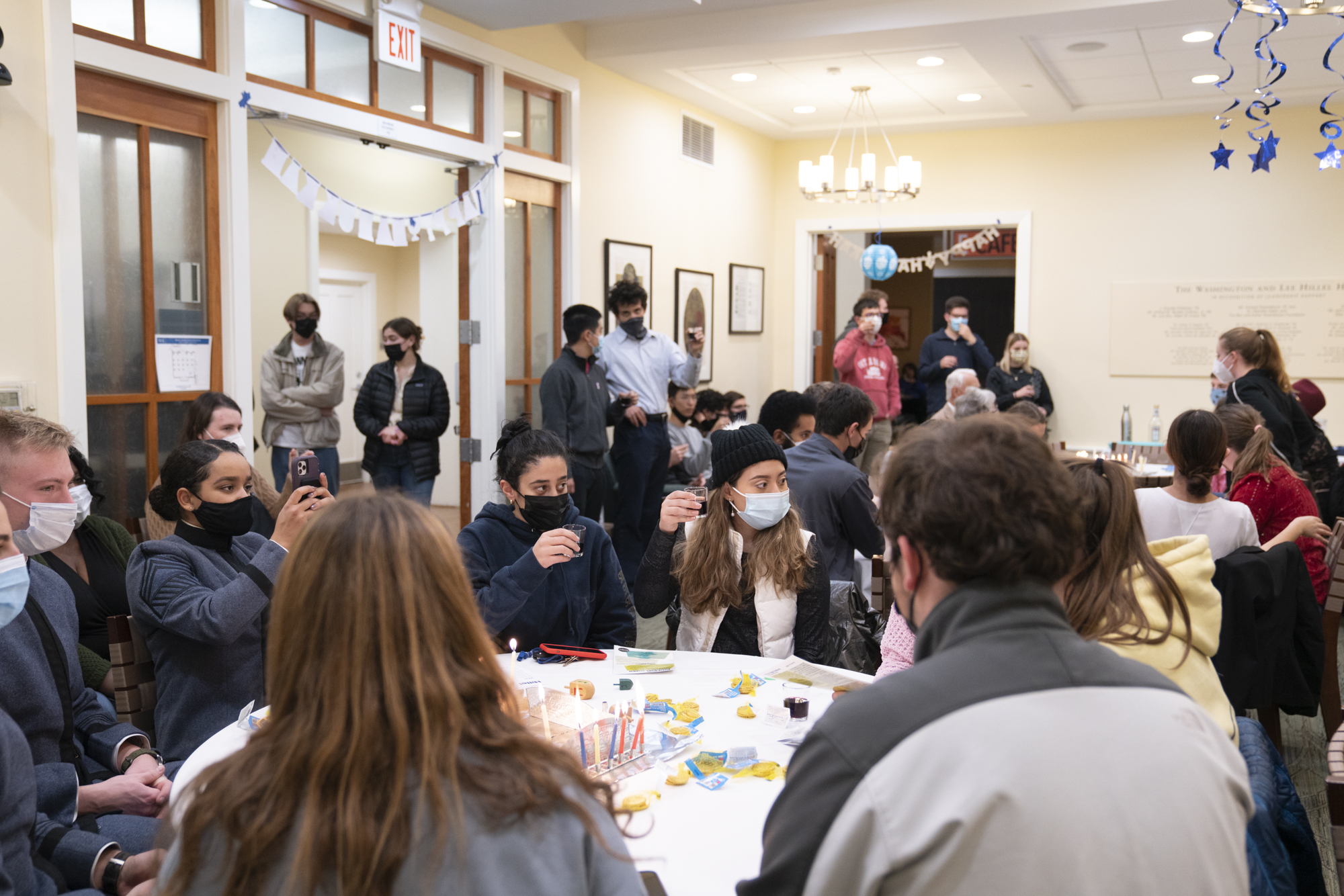 Students gather for Hanukkah Shabbat.